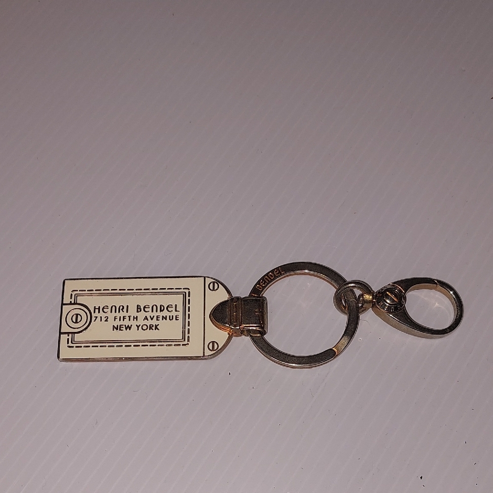 Henri Bendel Gold and White Tag Keychain.Rare Find